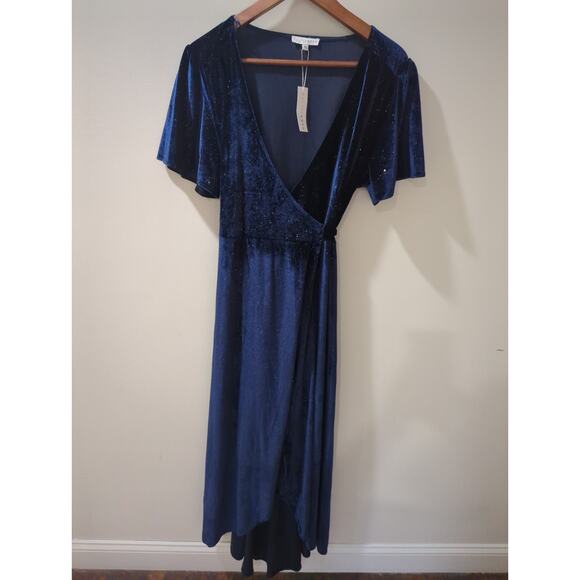 Baltic Born Blue Sparkle Velvet Wrap Dress NWT - Picture 4 of 4